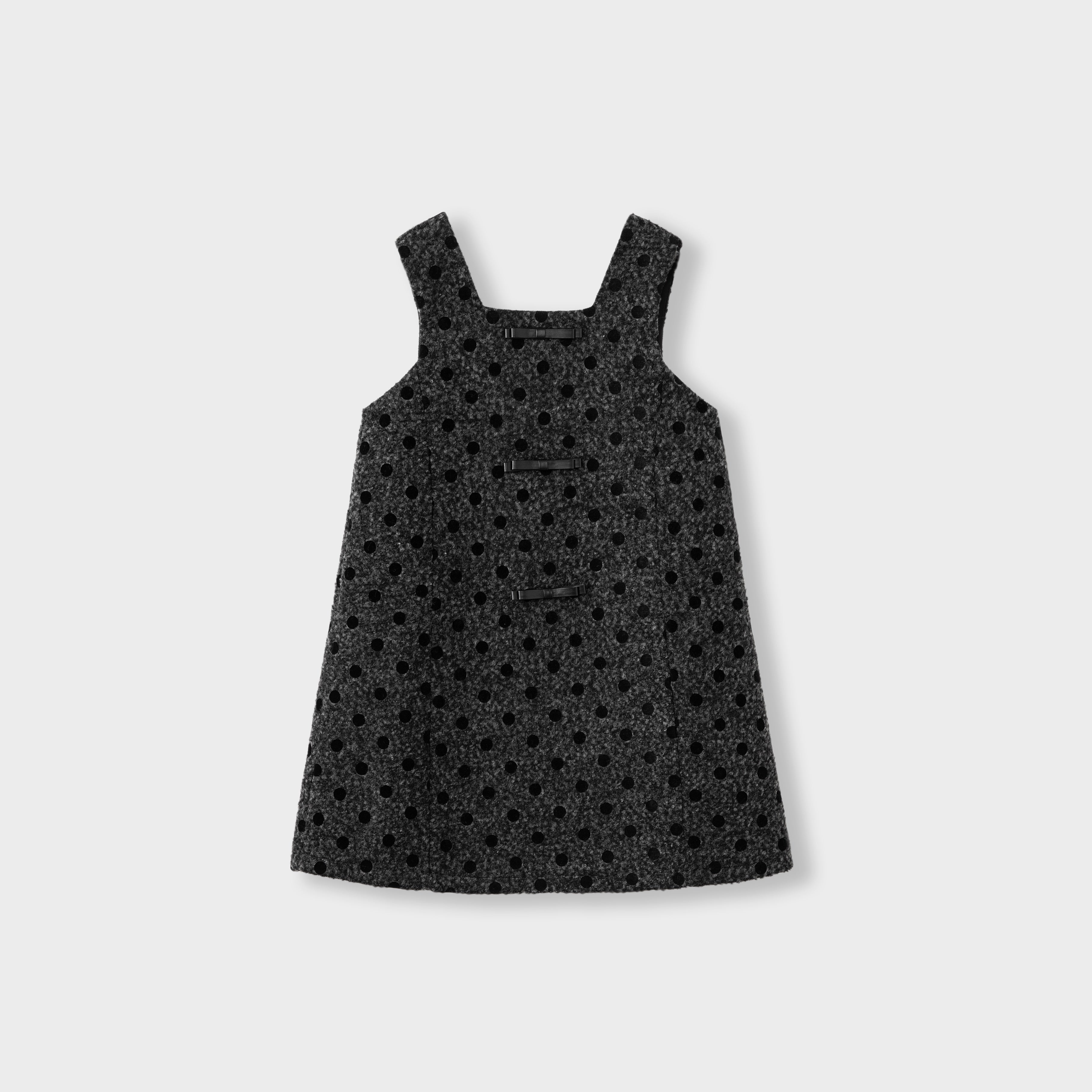 Girls Polka Dot Boucle Jumper Dress, Charcoal Gray | KIKI and JOJO Charcoal Gray / 12-13 years (160cm) Girls Polka Dot Boucle Jumper Dress, Charcoal Gray | KIKI and JOJO Charcoal Gray / 12-13 years (160cm)