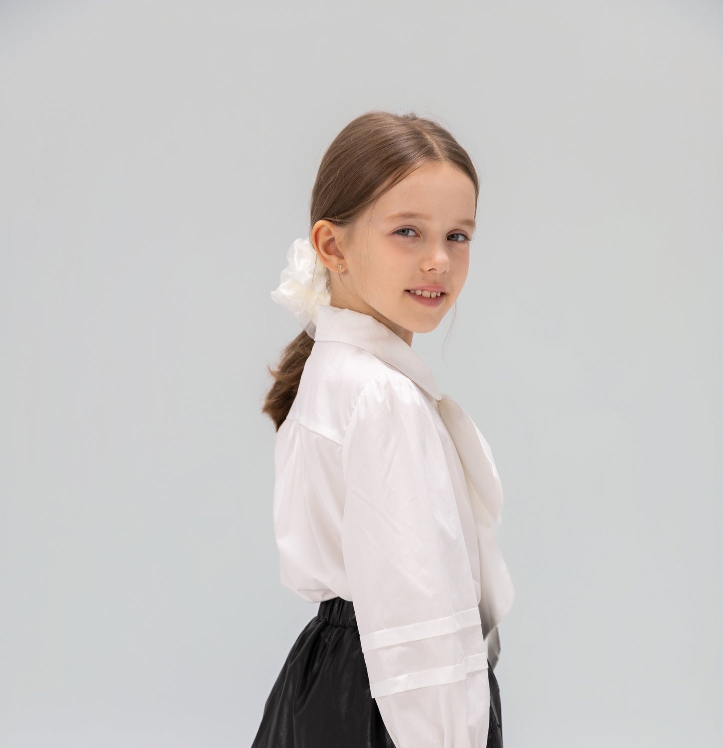 Girls Cloud White Double-Layer Scrunchie