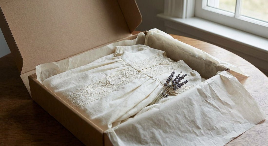 Keepsake christening gown in archival storage box