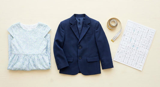 Measuring tape with child dress and suit