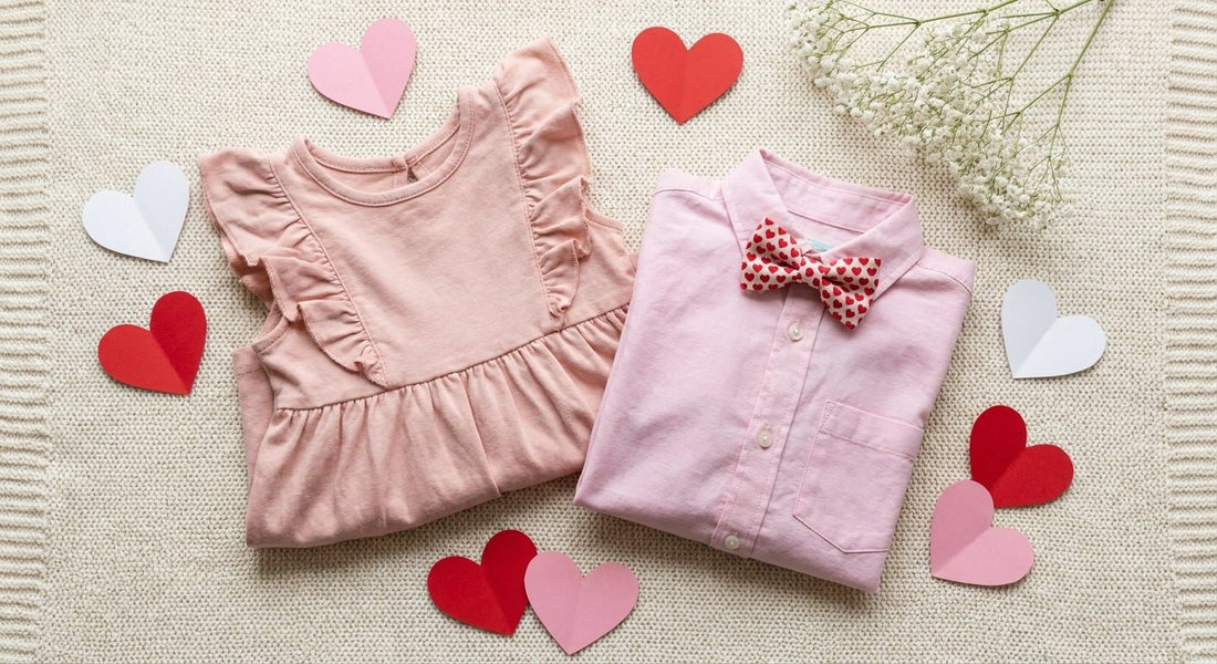 Kids Valentines Day outfits flat lay