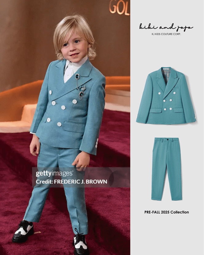 KIKI AND JOJO at the Golden Globes | Duke McCloud in Celeste Blue