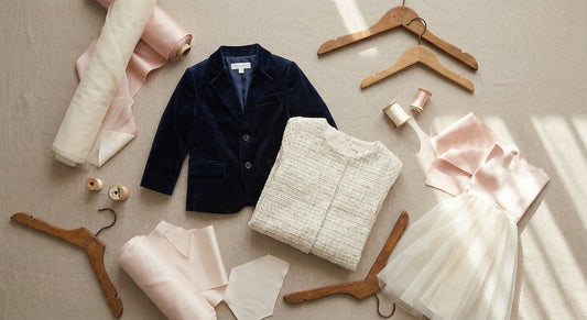 Kids formalwear fabric flat lay