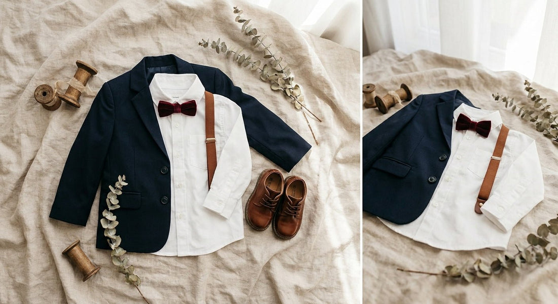 Boys ring bearer outfit flat lay