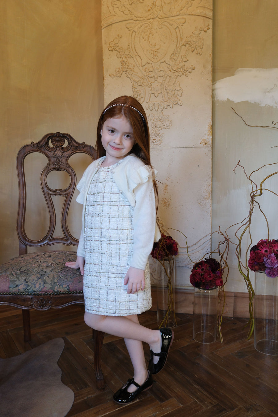Ivory Lumière Tweed A-Line Dress