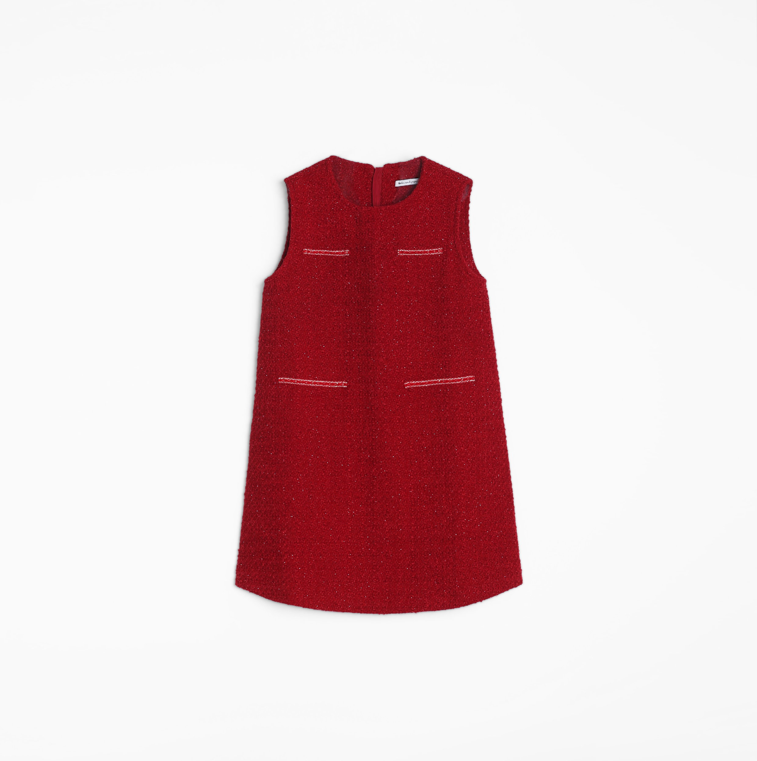 Girls Tweed Dress - Cranberry Red