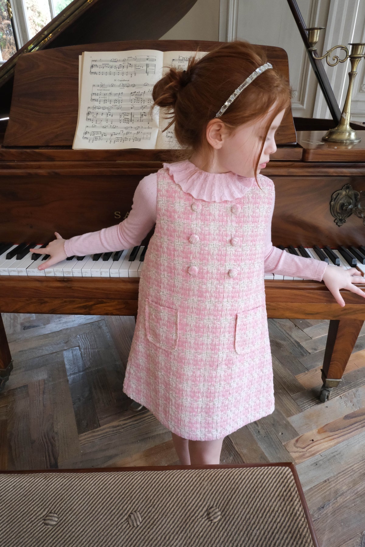 Blush Lumière Tweed A-Line Dress