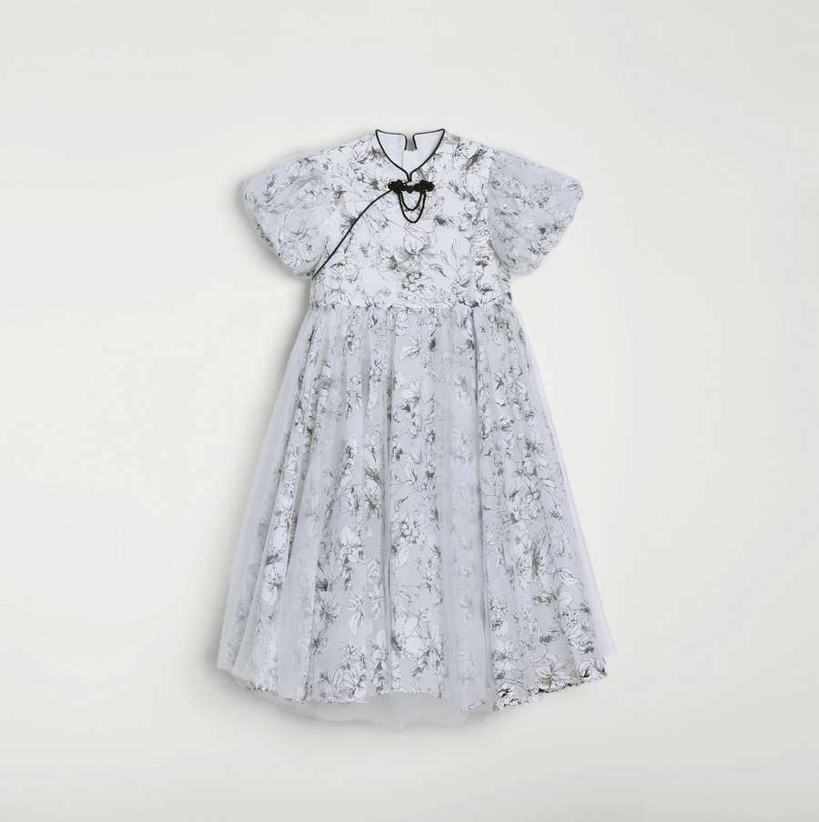 Girls Ethereal Blossom Tulle Cheongsam Dress