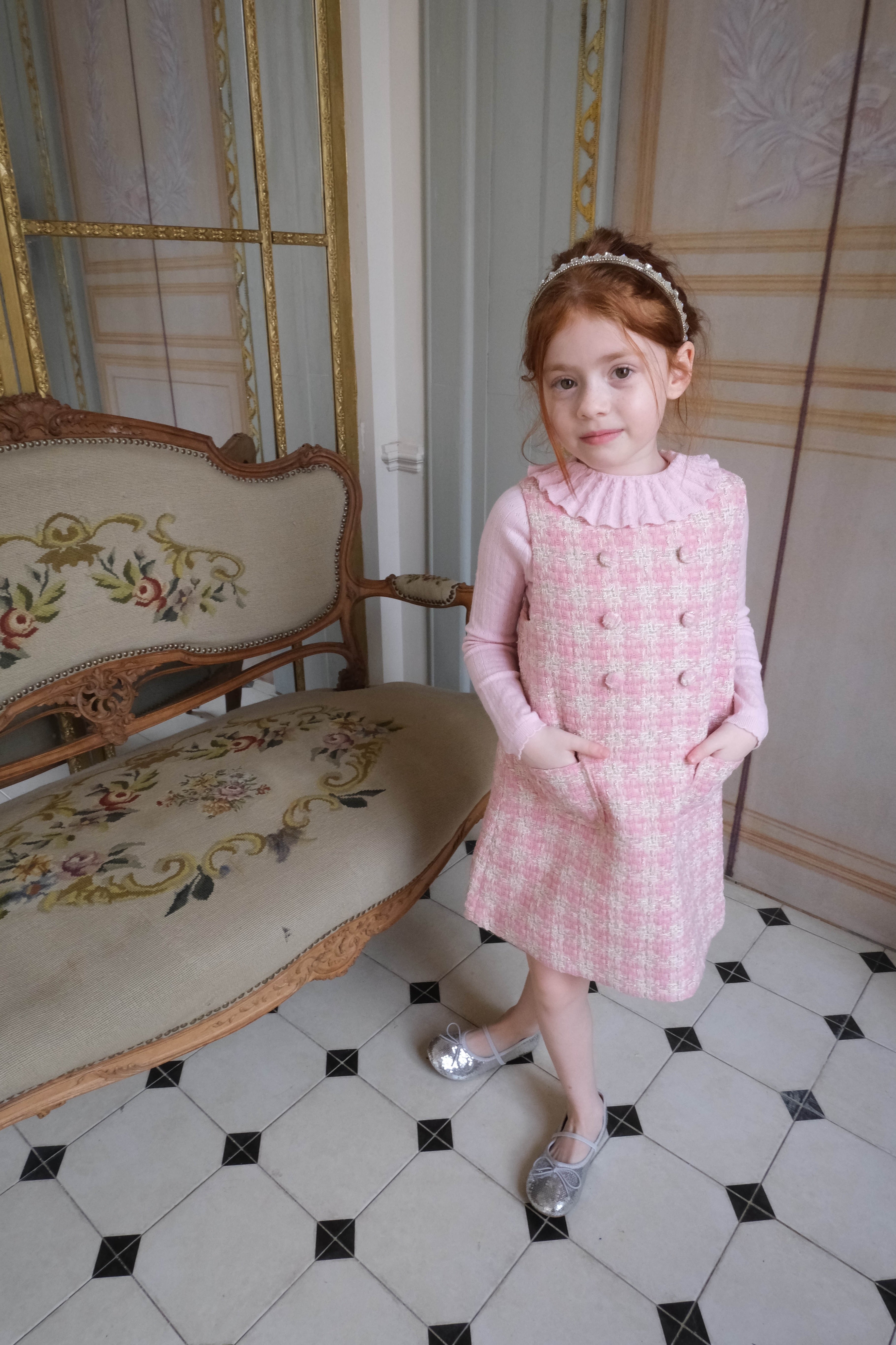 Blush Lumière Tweed A-Line Dress