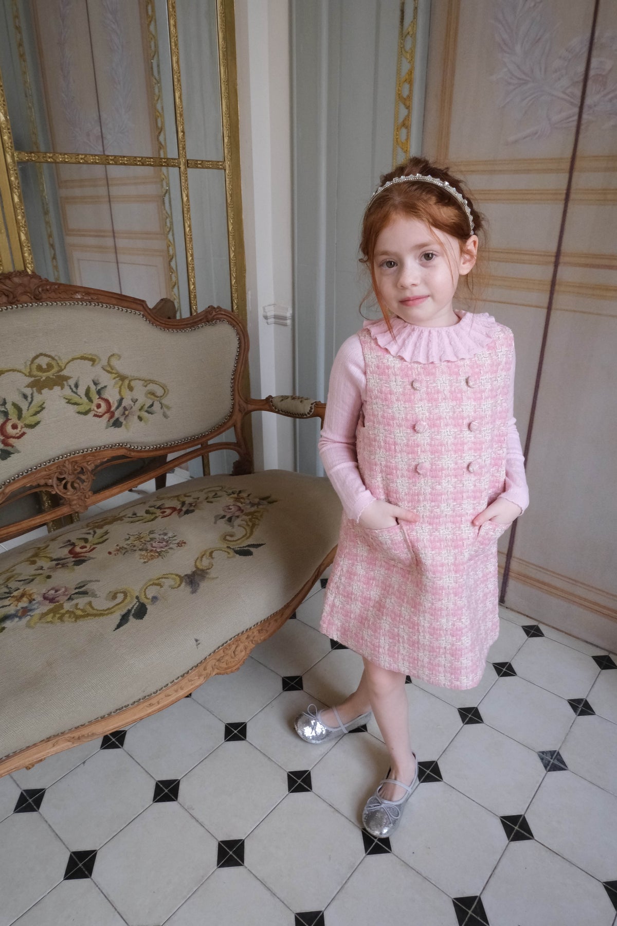 Blush Lumière Tweed A-Line Dress