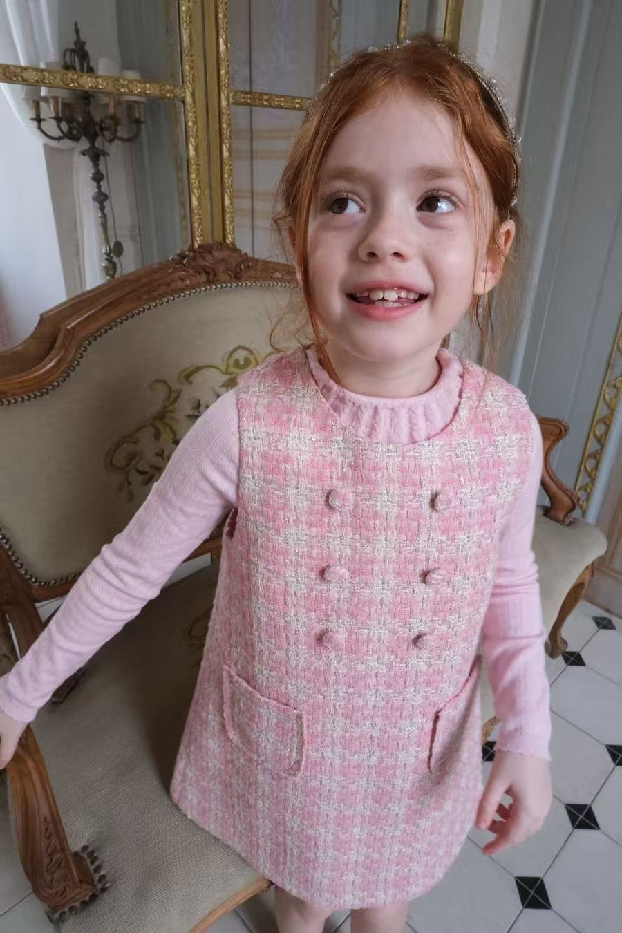 Blush Lumière Tweed A-Line Dress