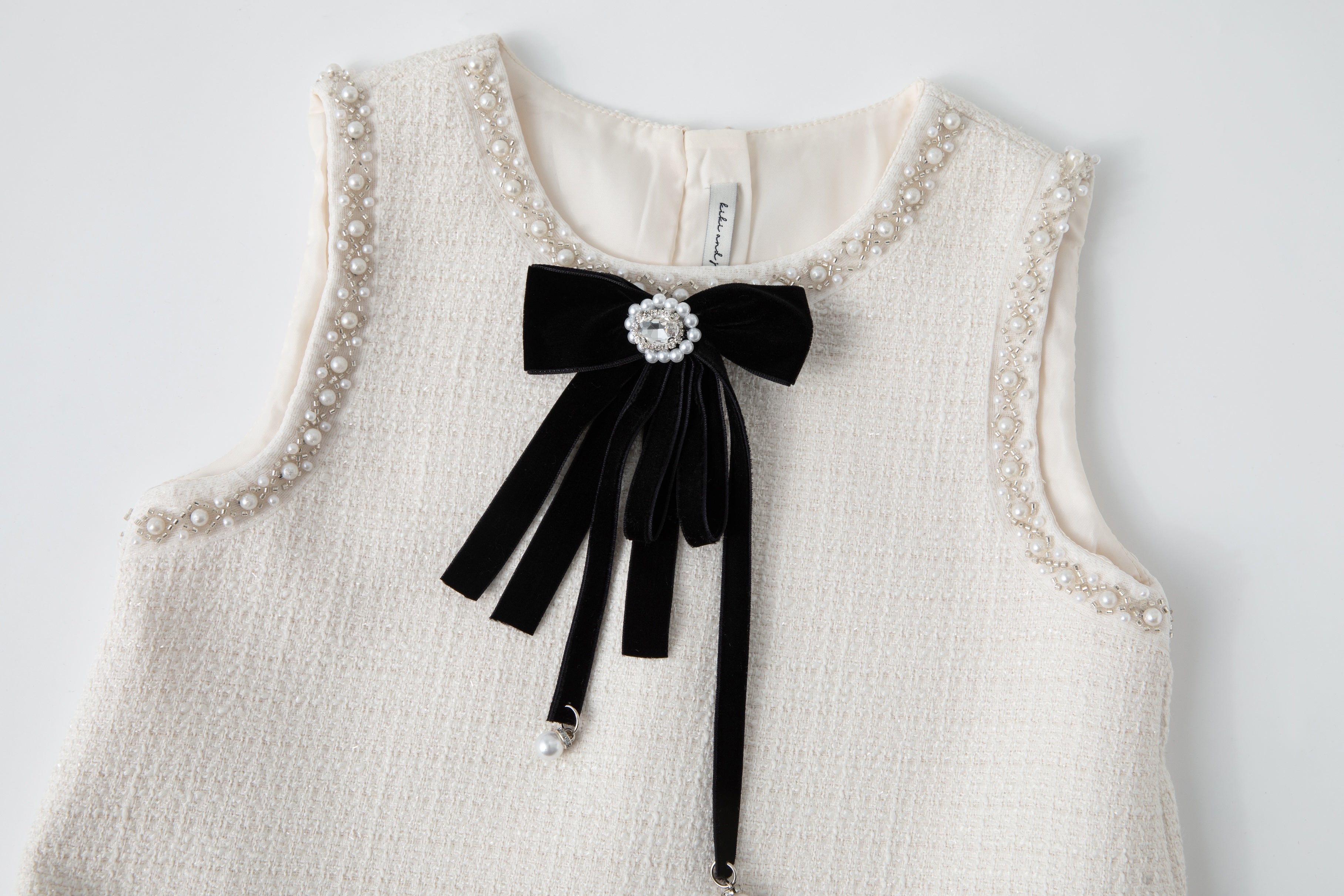 Pearl-Trim Tweed Mermaid Dress