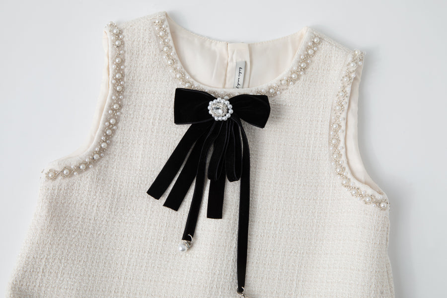Pearl-Trim Tweed Mermaid Dress