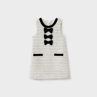 Velvet Bow Tweed Shift Dress