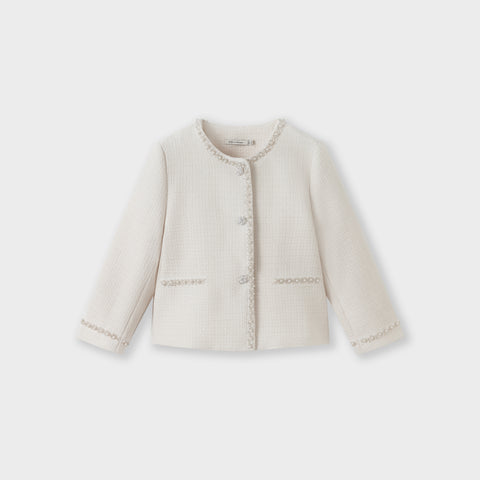Pearl-Trim Tweed Jacket