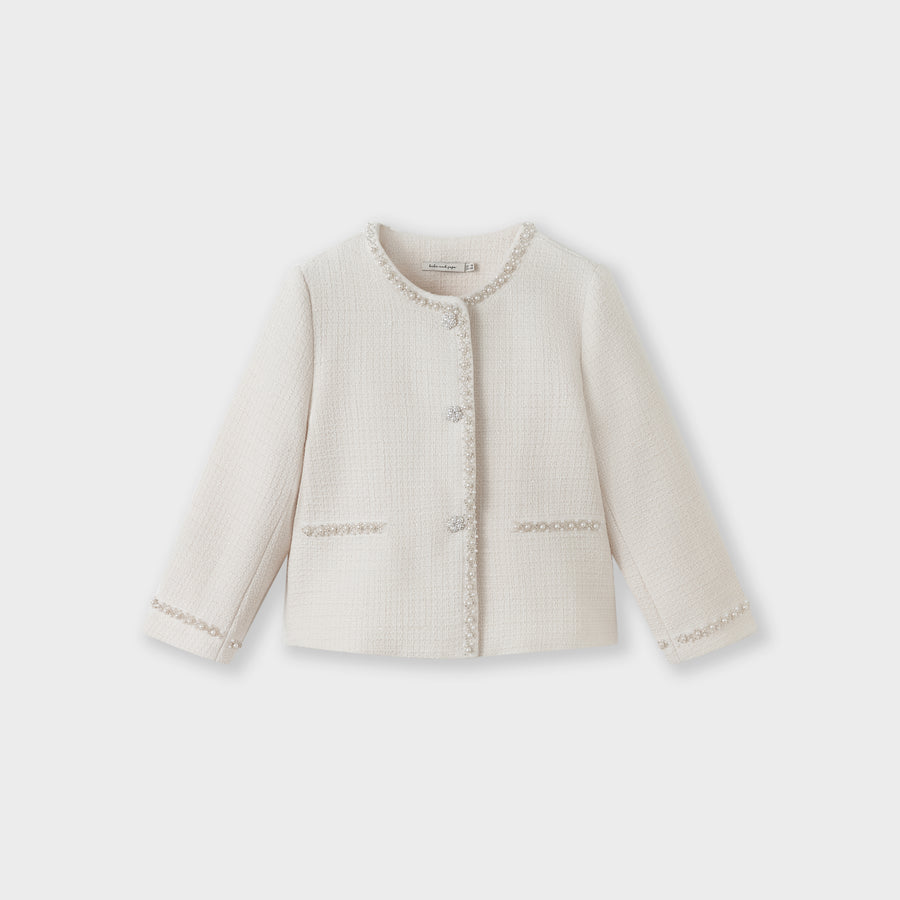 Pearl-Trim Tweed Jacket