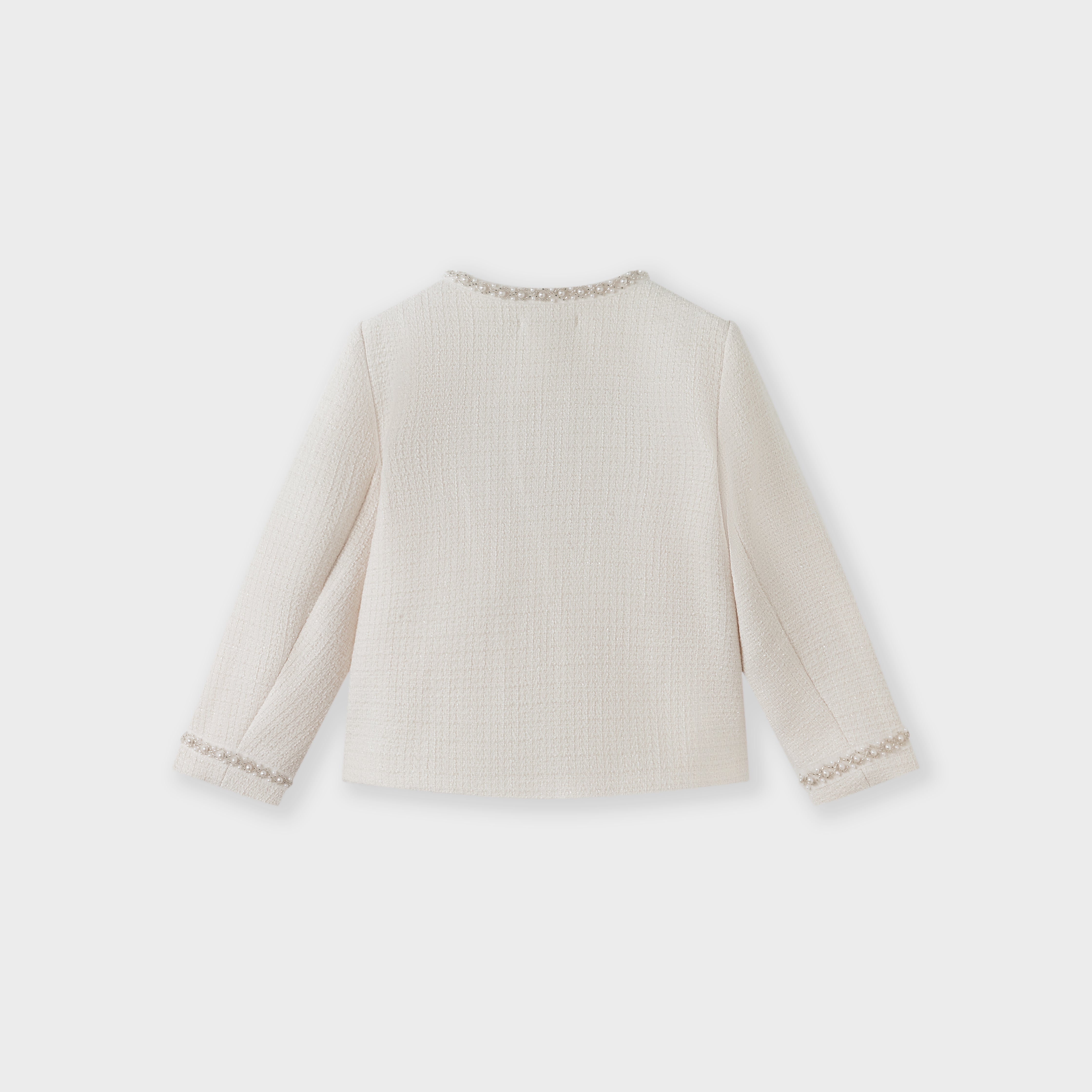 Pearl-Trim Tweed Jacket