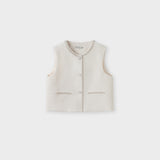 Pearl-Trim Tweed Vest