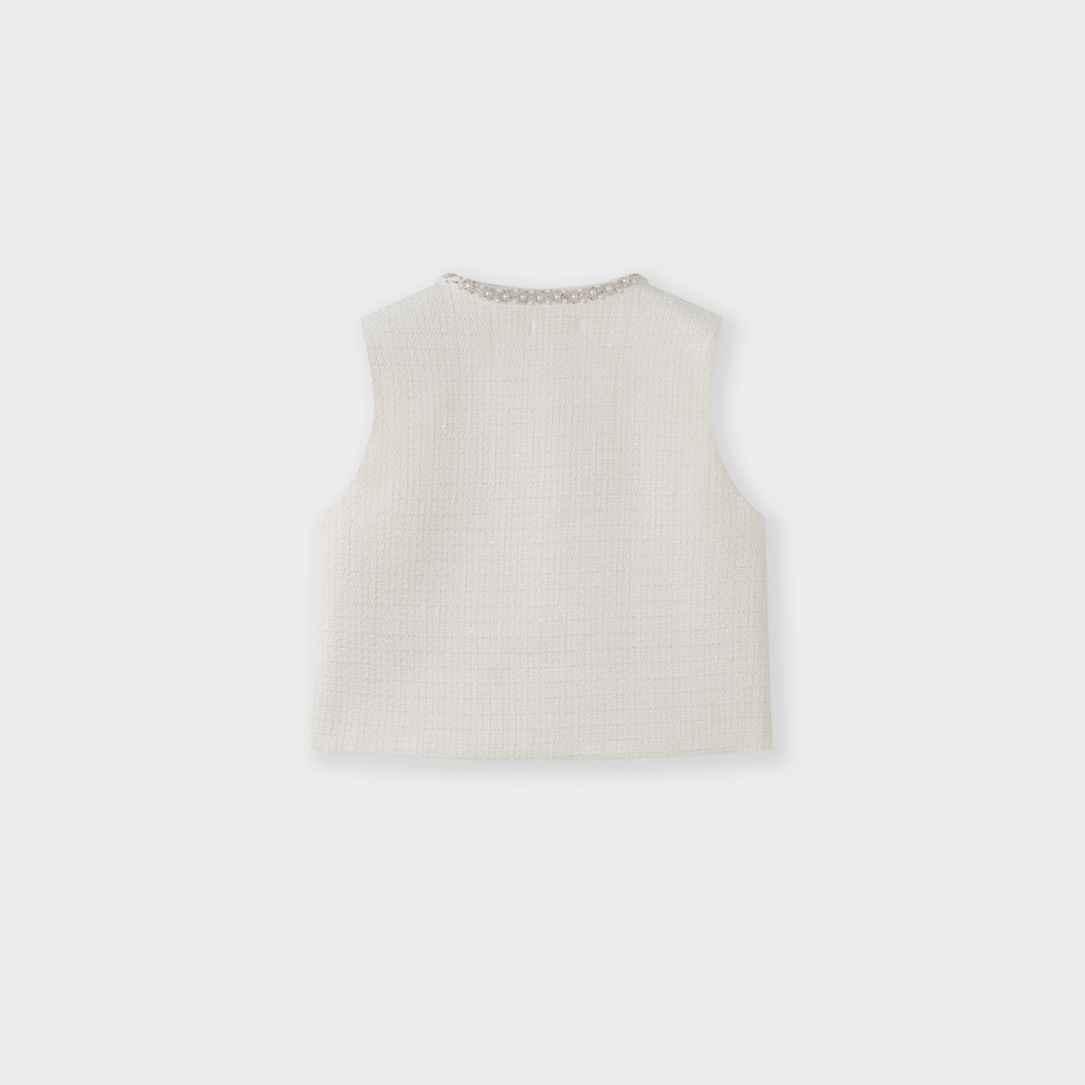 Pearl-Trim Tweed Vest