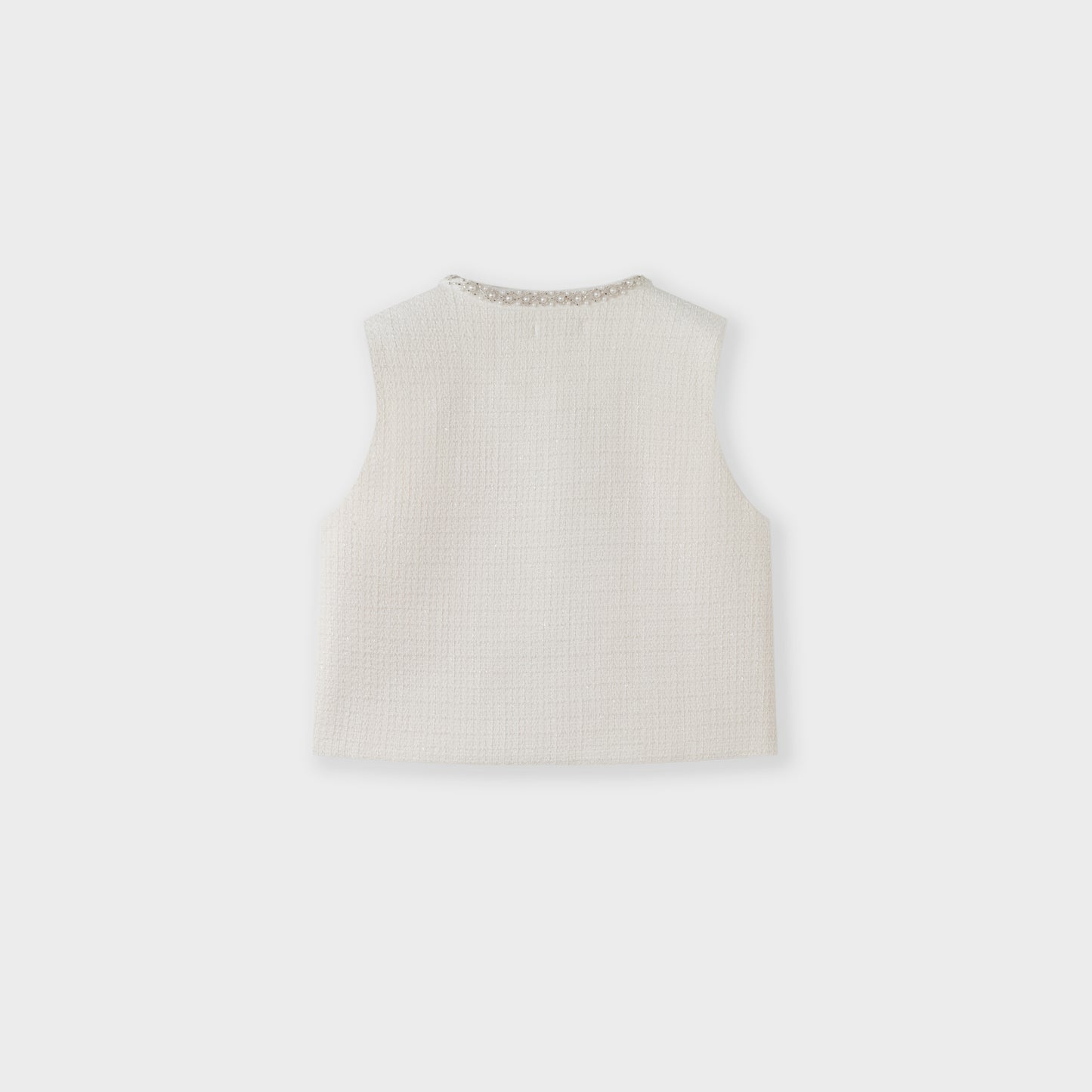 Pearl-Trim Tweed Vest