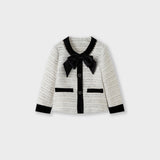 Velvet Bow Beaded-Trim Tweed Jacket