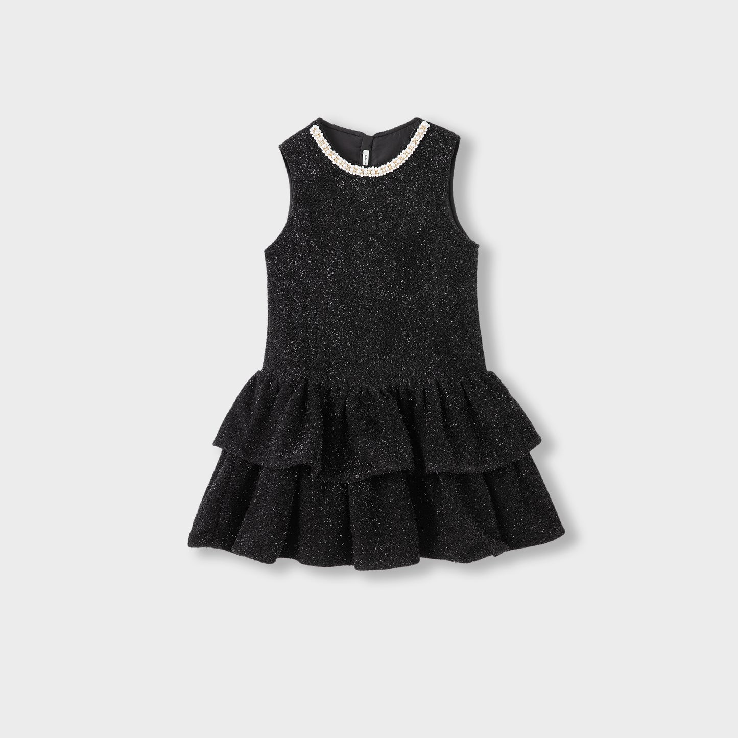Midnight Starlight Pearl-Collar Dress
