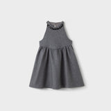 Charcoal Jewel-Trim Halter Dress