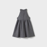 Charcoal Jewel-Trim Halter Dress