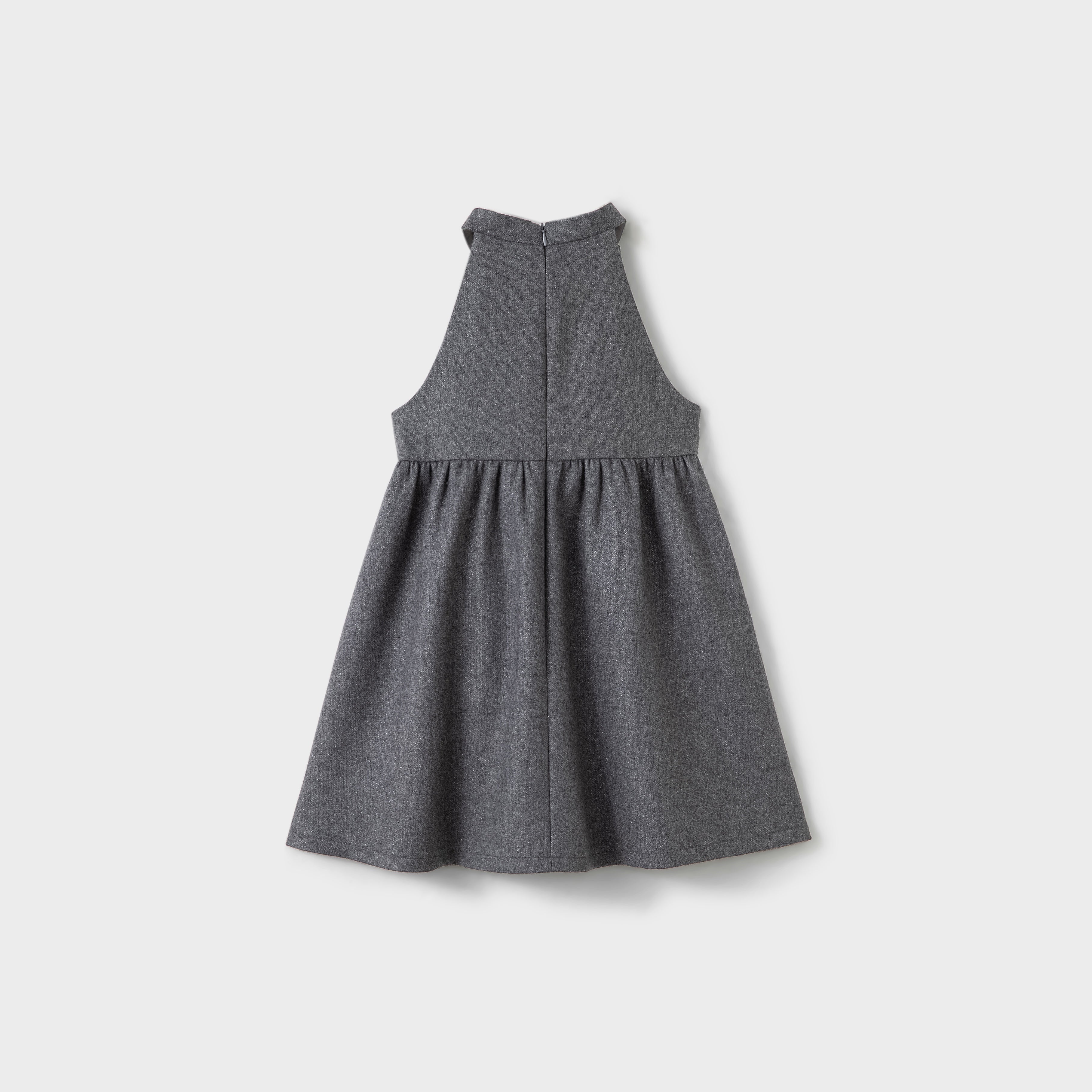 Charcoal Jewel-Trim Halter Dress