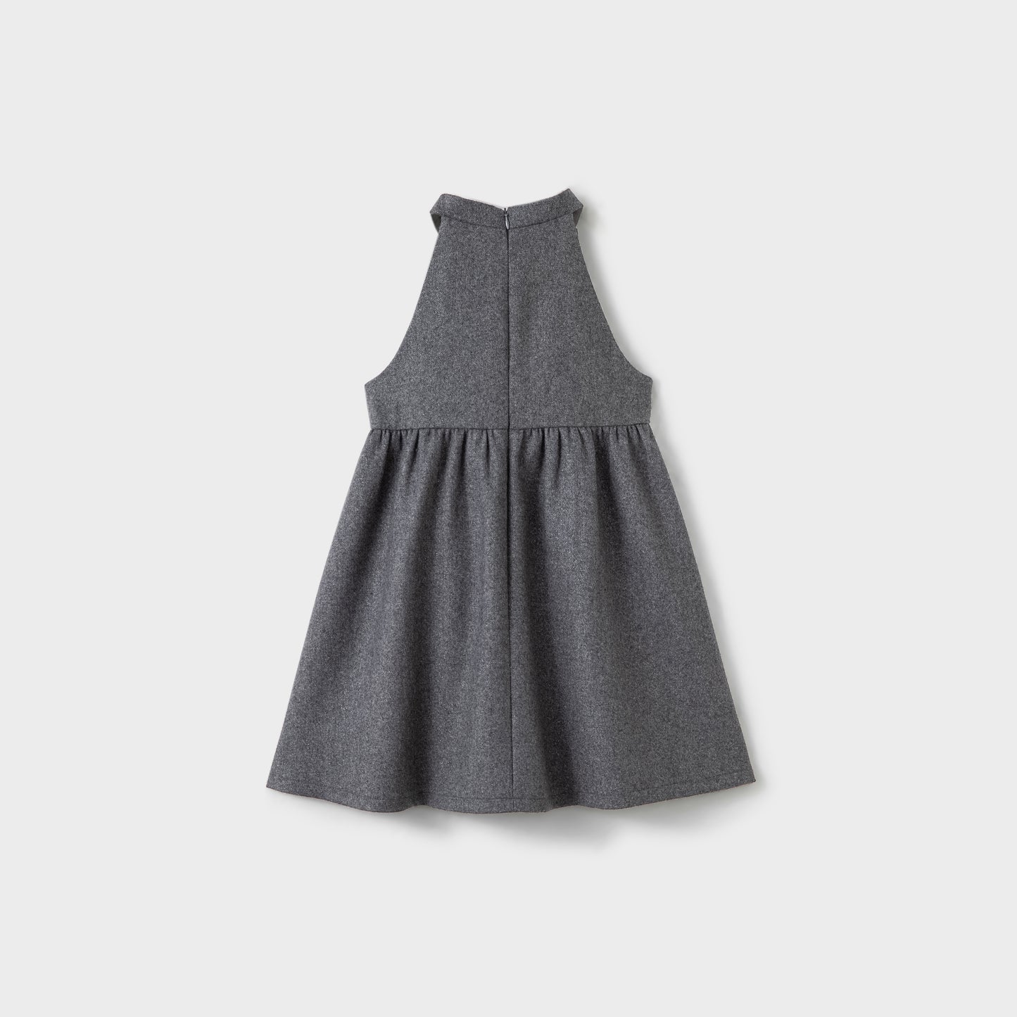 Charcoal Jewel-Trim Halter Dress