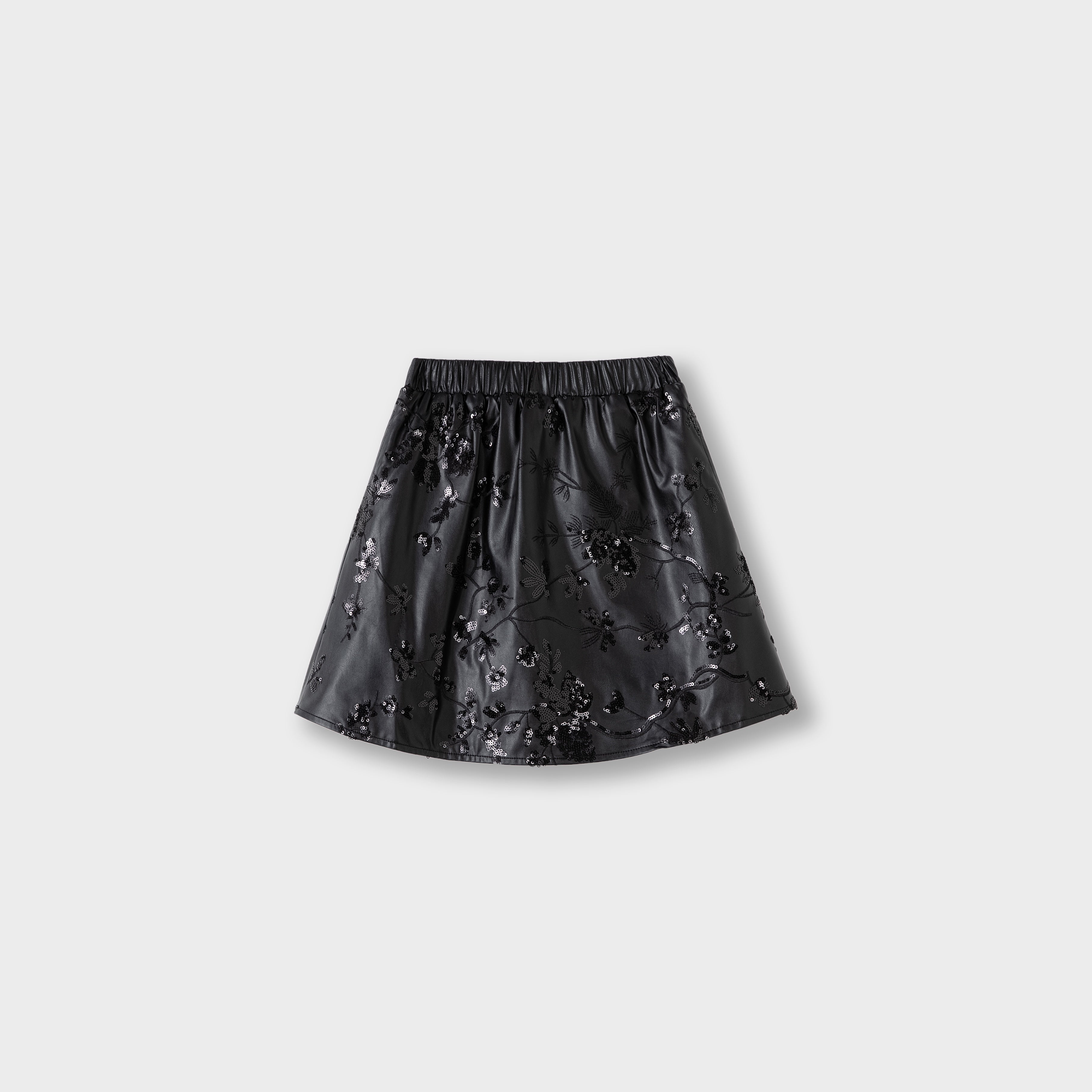 The Sparkling Floral Vegan Leather Skirt