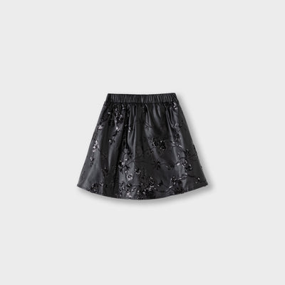 The Sparkling Floral Vegan Leather Skirt
