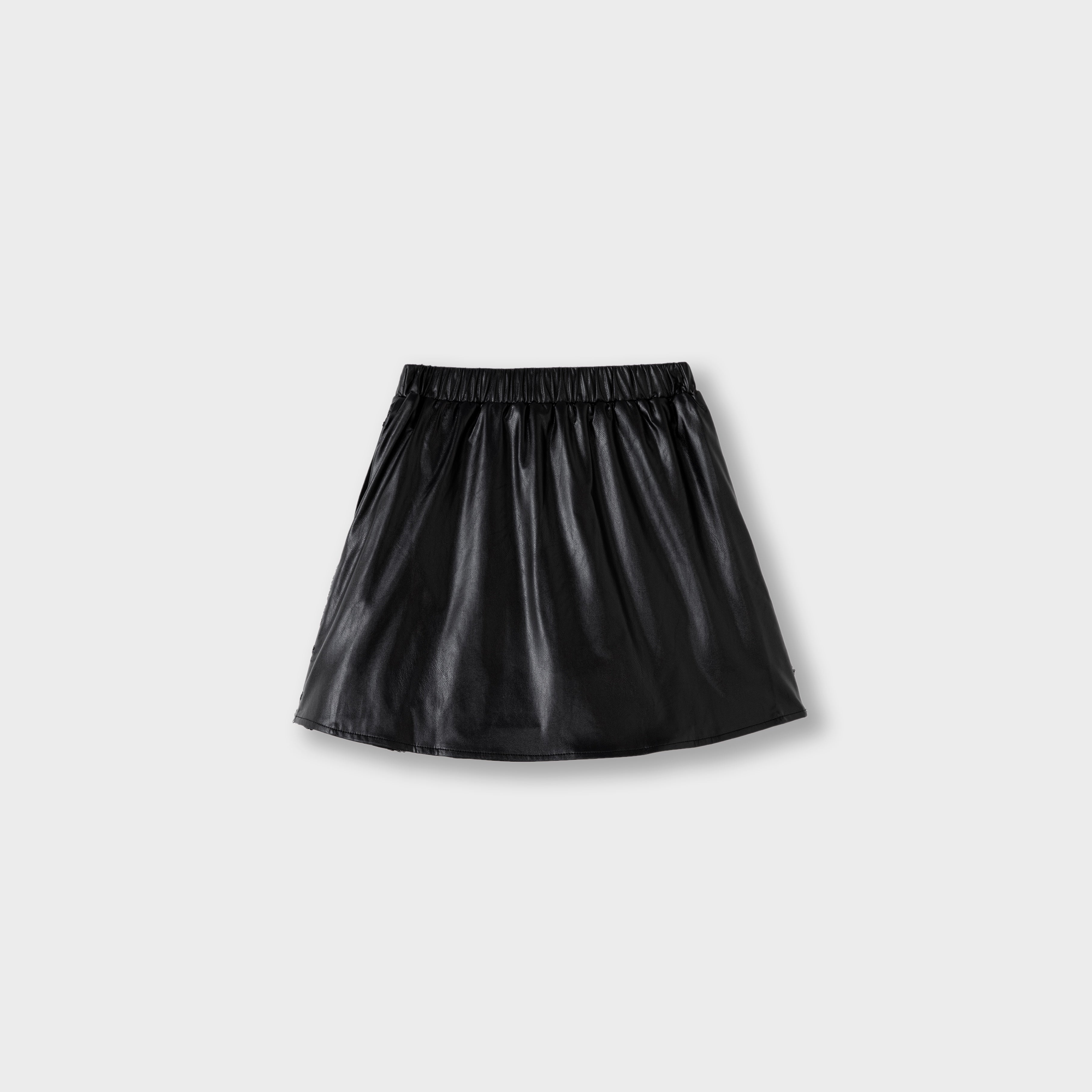 The Sparkling Floral Vegan Leather Skirt