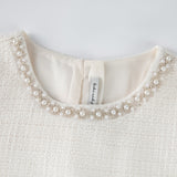 Pearl-Trim Tweed Mermaid Dress