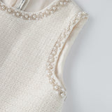 Pearl-Trim Tweed Mermaid Dress