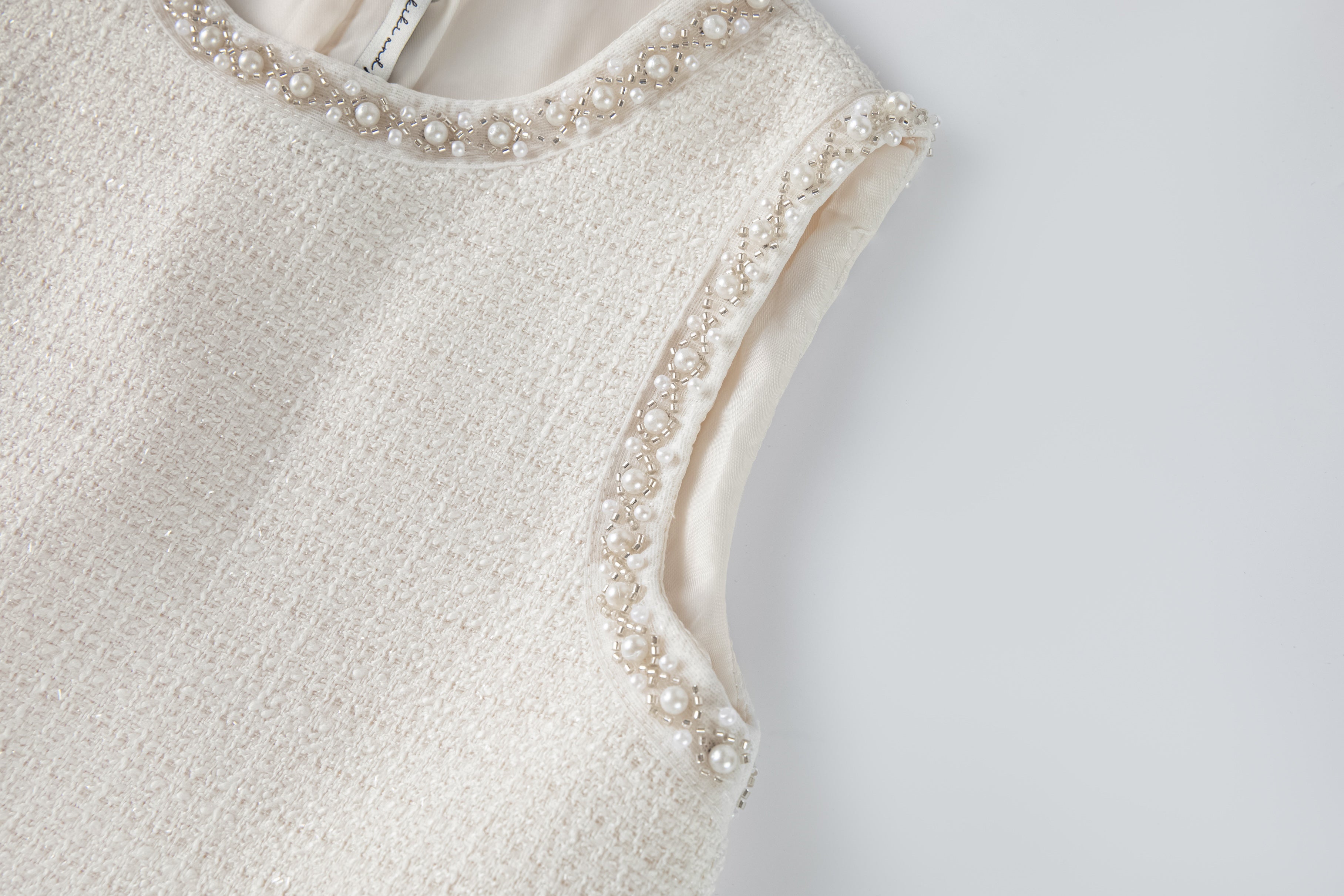 Pearl-Trim Tweed Mermaid Dress