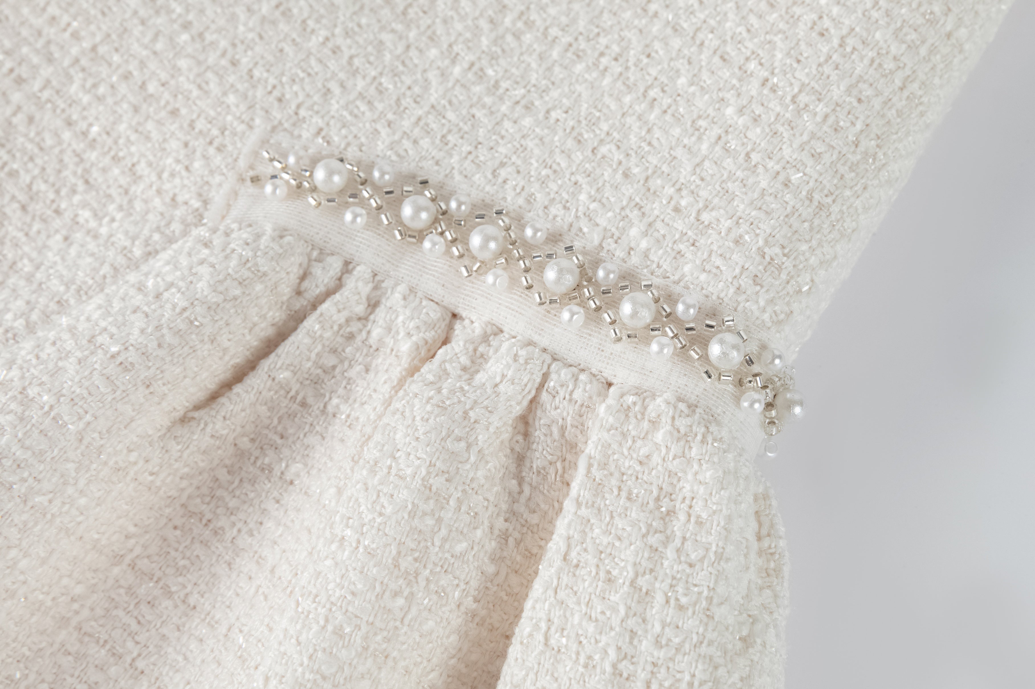 Pearl-Trim Tweed Mermaid Dress