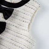 Velvet Bow Tweed Shift Dress