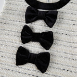 Velvet Bow Tweed Shift Dress