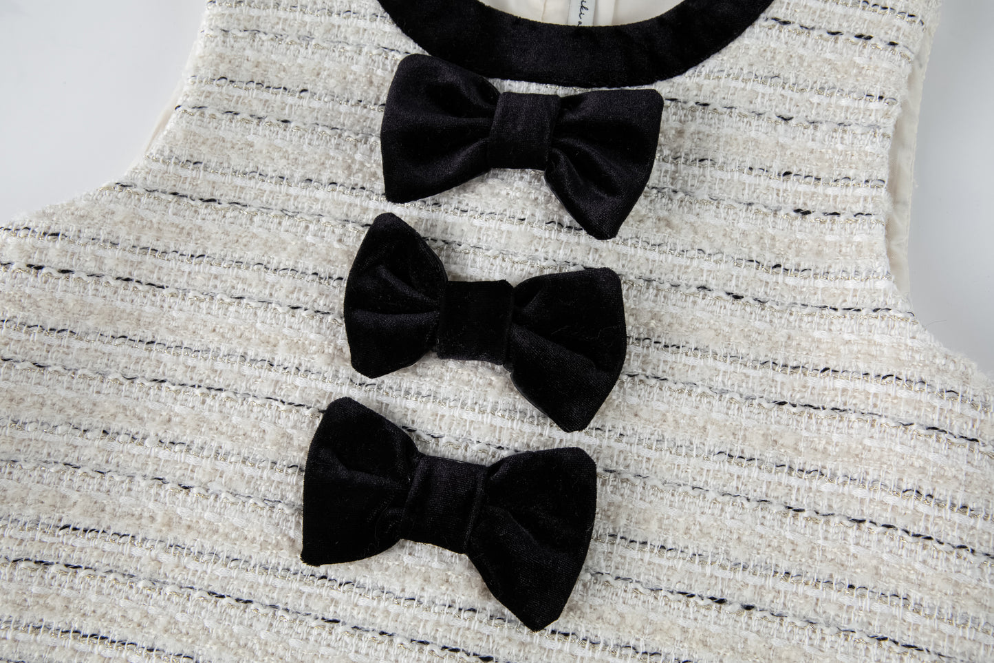 Velvet Bow Tweed Shift Dress