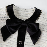 Velvet Bow Beaded-Trim Tweed Jacket