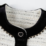 Velvet Bow Beaded-Trim Tweed Jacket