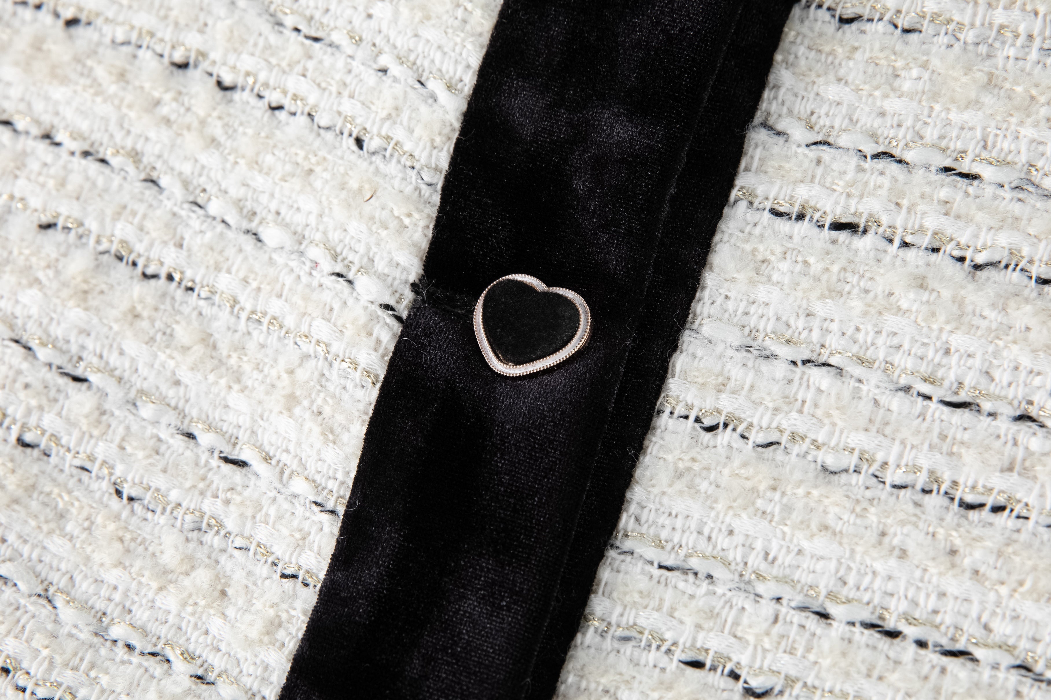 Velvet Bow Beaded-Trim Tweed Jacket