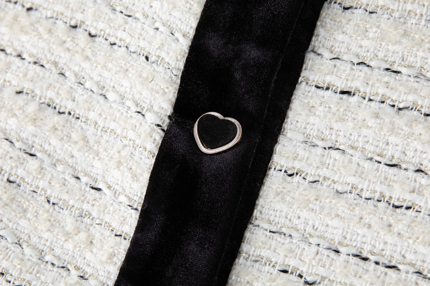 Velvet Bow Beaded-Trim Tweed Jacket