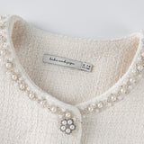 Pearl-Trim Tweed Vest
