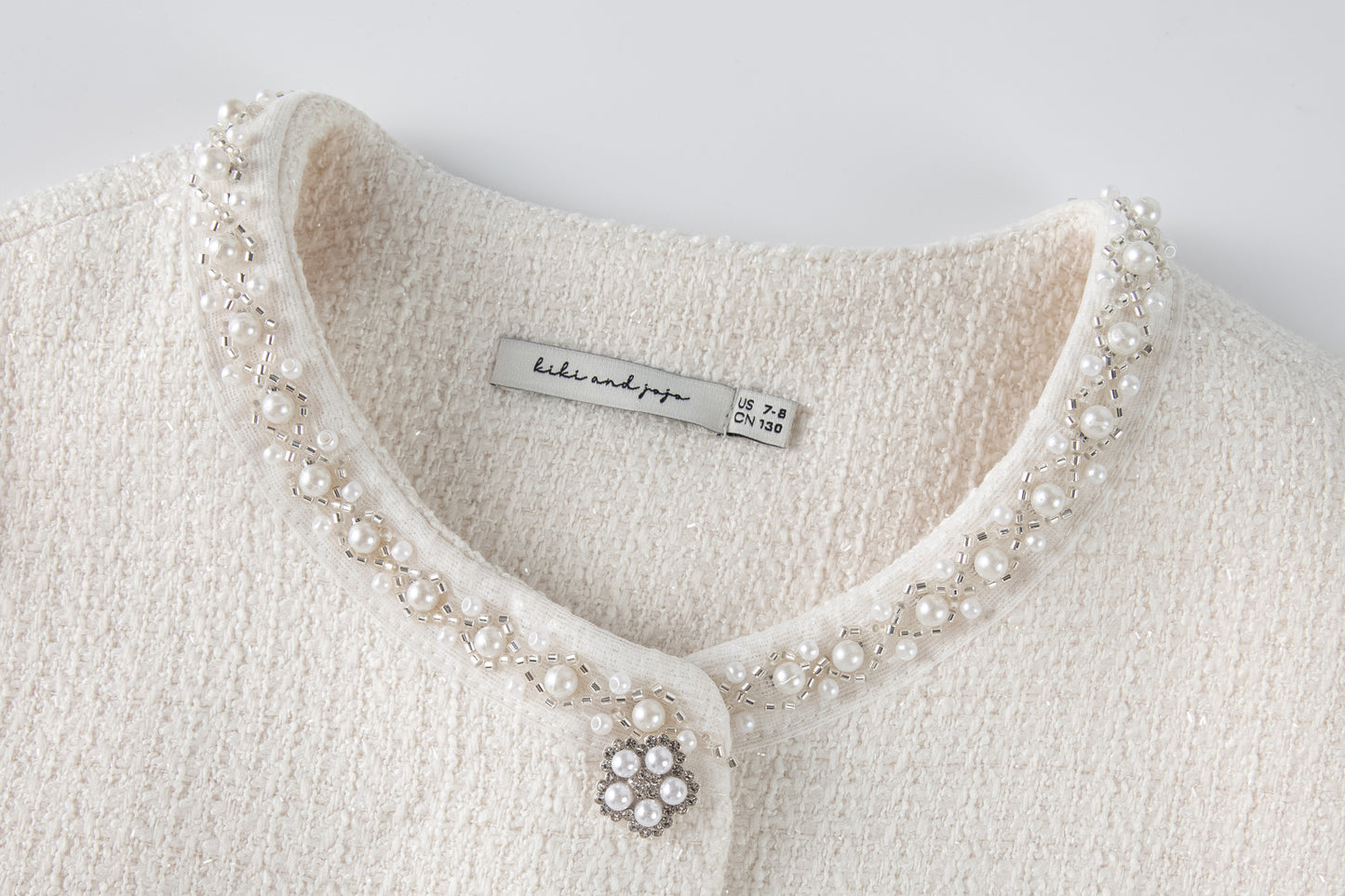Pearl-Trim Tweed Vest
