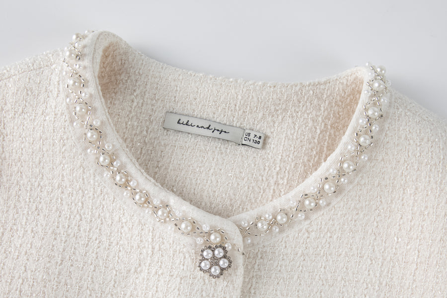 Pearl-Trim Tweed Vest