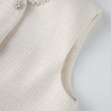 Pearl-Trim Tweed Vest