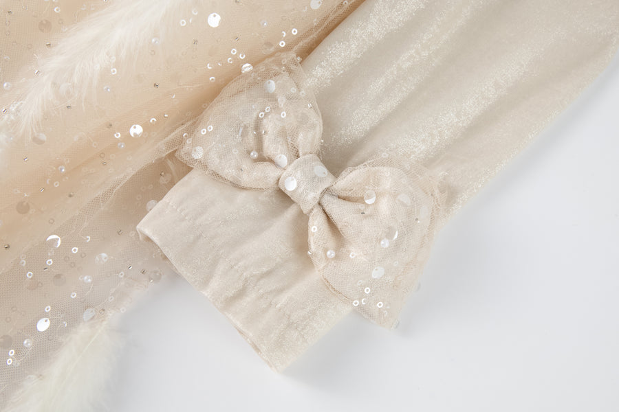 Moonlit Feather Tulle Dress