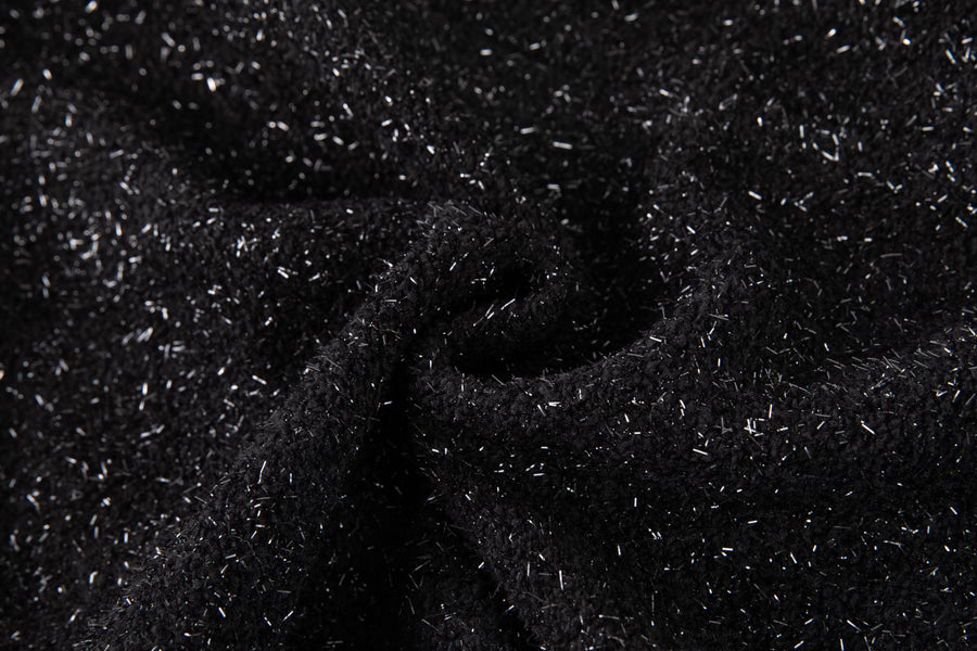 Midnight Starlight Pearl-Collar Dress